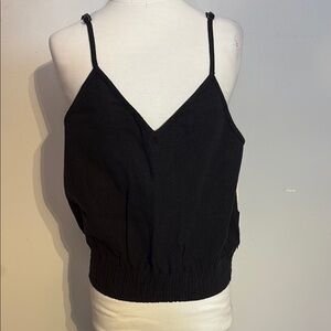 Jackson Rowe Black Smocked Hem V-Neck Camisole